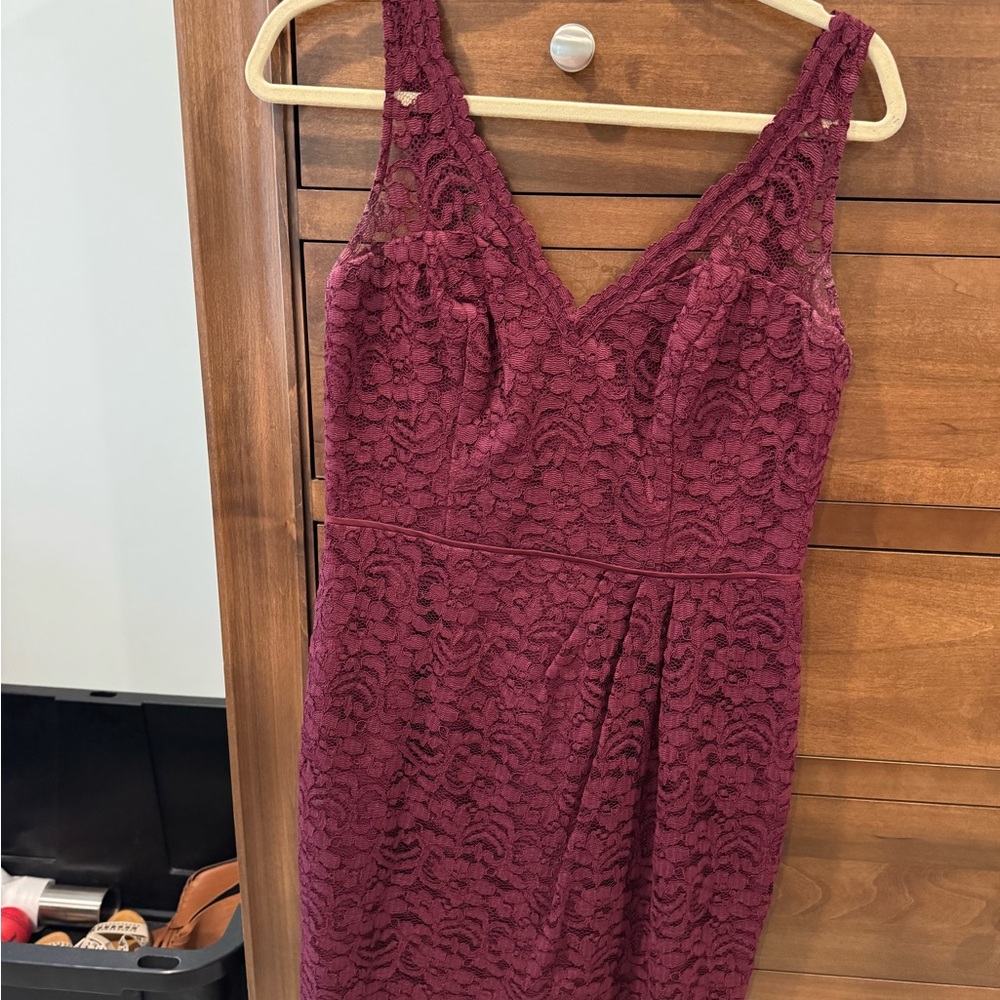 David's Bridal Red Sheath Dress V-Neck Sleeveless